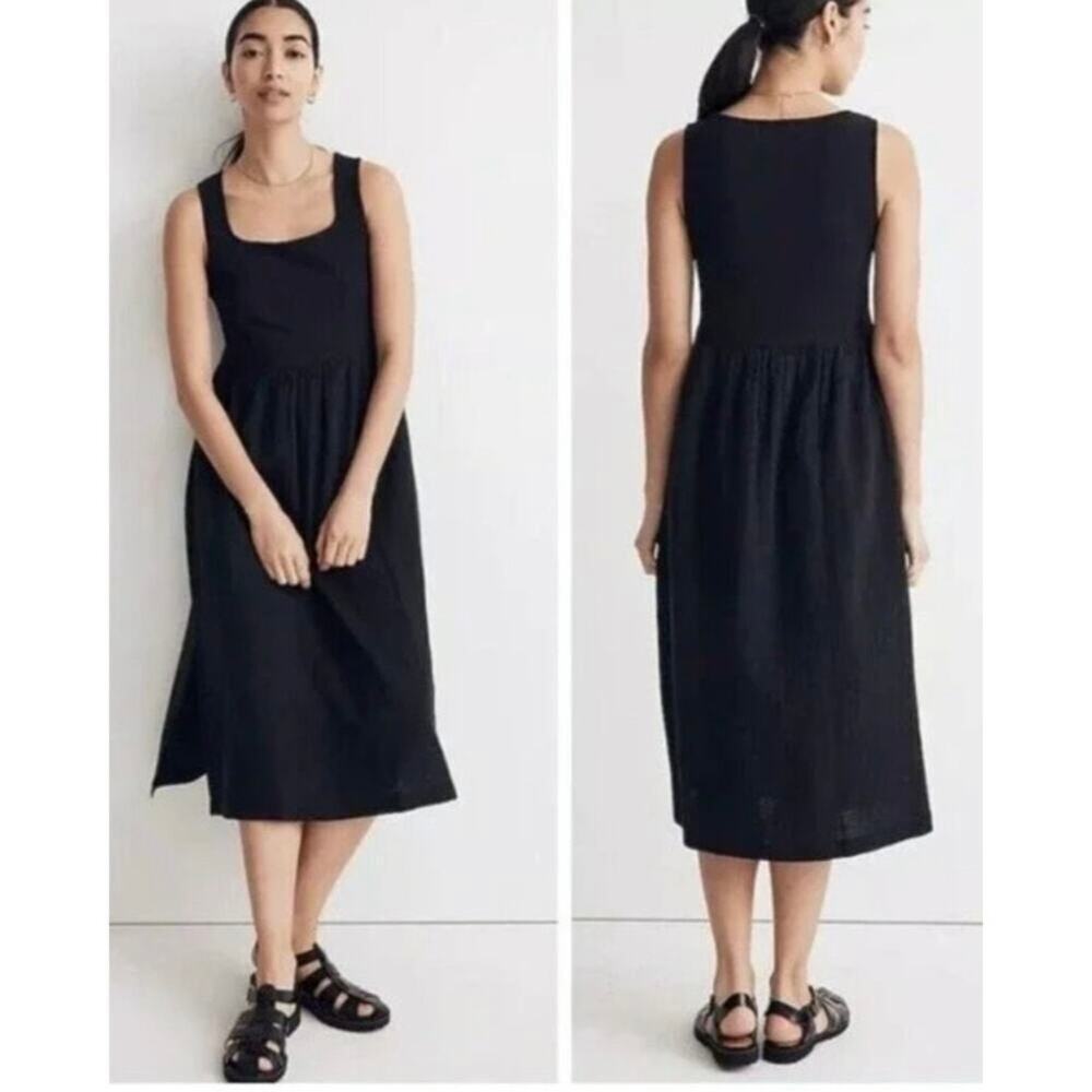madewell black‎ knit tank midi dress nk516 women size xsmall